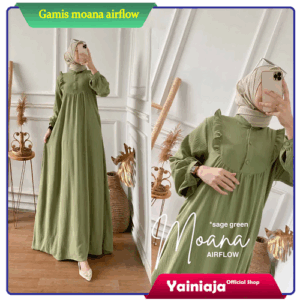 Gamis Moana Crinkle Airflow Premium Jumbo Hitam