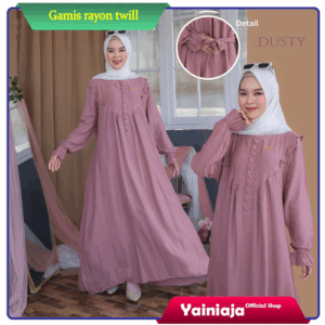 Gamis Sayri Bahan Katun Twil Polos