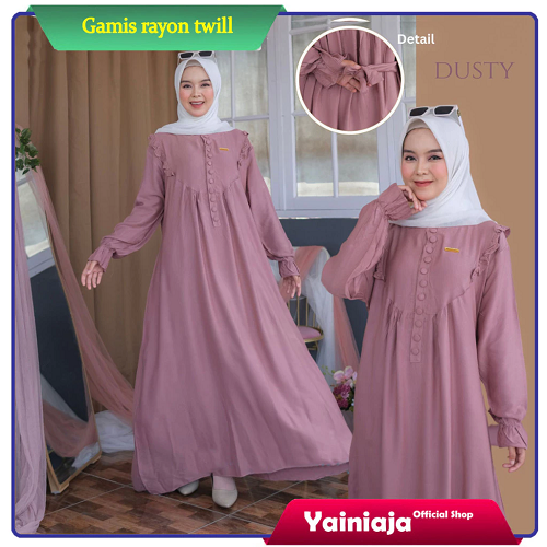 Gamis Sayri Bahan Katun Twil Polos