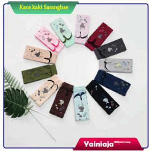 Kaos Kaki Wanita Hijab Muslimah Jempol Motif Saranghae Kaus Kaki Tapak Hitam Saranghaeyo