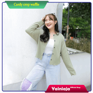 Korean Cardigan Waffle Crop Wanita Rajut Outer Rib Premium Terbaru