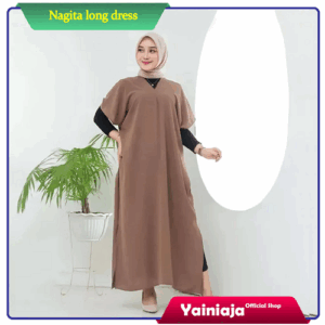 Nagita Long Dress Kaftan Nagita Crinkle Airflow Viral