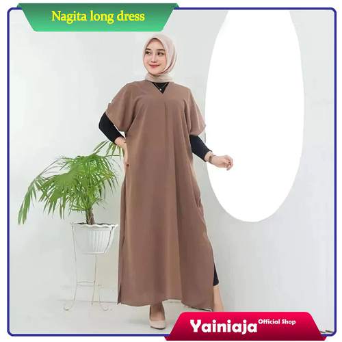 Nagita Long Dress Kaftan Nagita Crinkle Airflow Viral