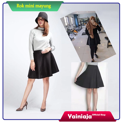 Rok Mini Scuba Mayung Midi Premium - Rok Lebar Tenis Olahraga Model Korea
