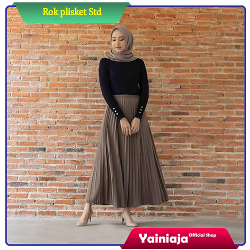 Rok Plisket Panjang Payung Wanita Murah Flare Skirt
